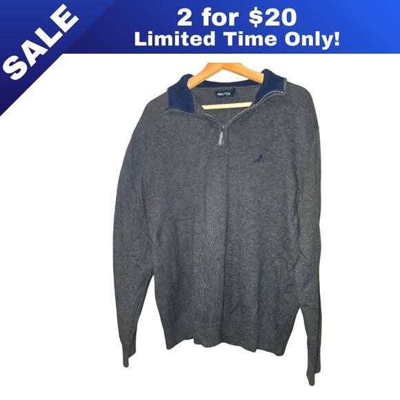 [Sale: 2 for $20!] Nautica Quarter Zip Turtle Neck, Cotton, XL 0025 - Picture 1 of 9